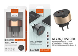 [0051968] AT736 黑+ 金色家用充电器2USB 5V  2.4A  